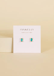 Jax Kelly Emerald Baguette Earrings in Turquoise