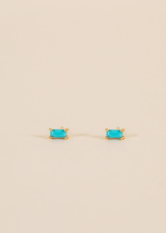 Jax Kelly Emerald Baguette Earrings in Turquoise