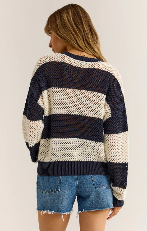 Z Supply Broadbeach Stripe Sweater in Navy