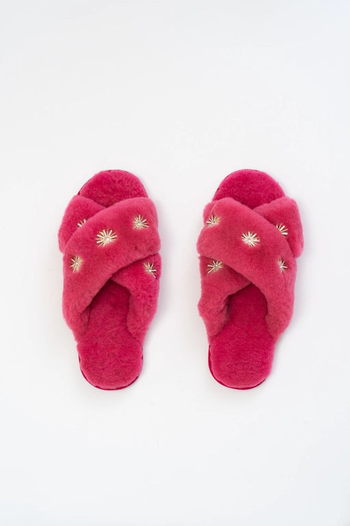 Nalim Bejeweled Slippers in Pink