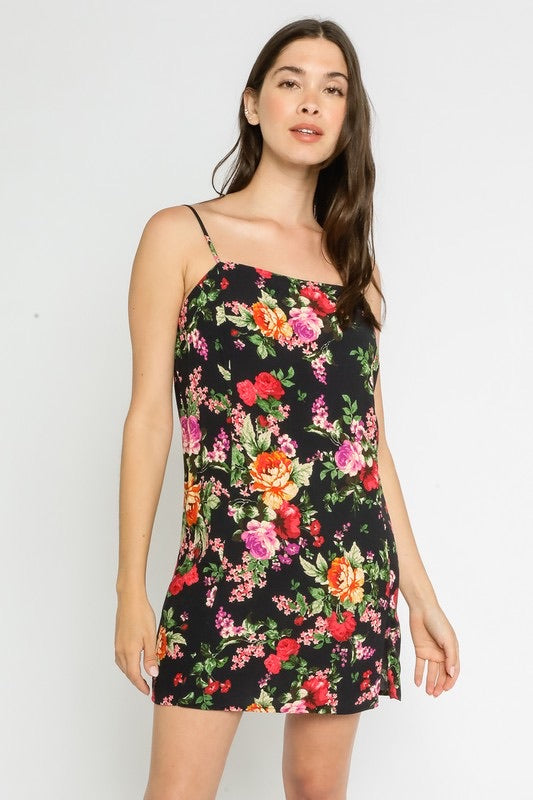 laurenly olivaceous black and red floral mini dress