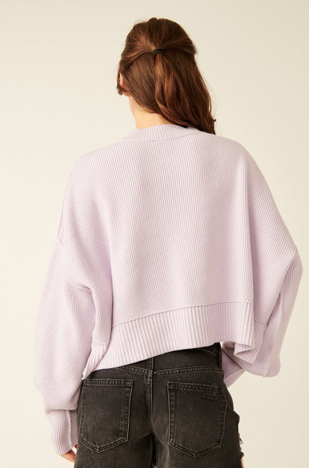 Free People Easy Street Crop Pullover in Frost Lavender