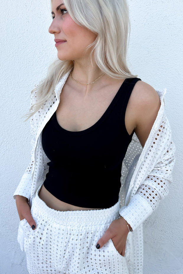 Perfect White Tee Daisy Tank in Black