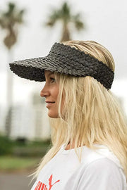 Bali Harvest Straw Sun Visor Beach Hat in Black