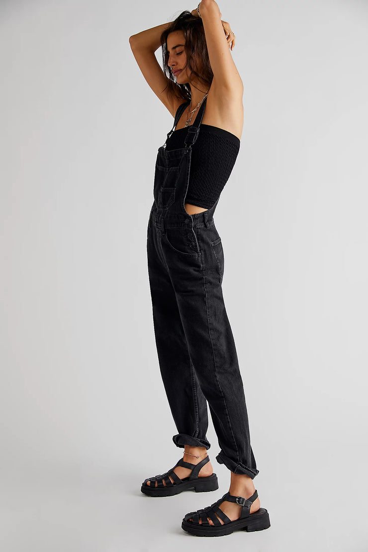 Free People Ziggy Overalls in Mineral Black