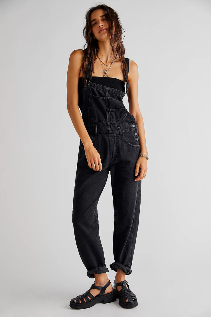 Free People Ziggy Overalls in Mineral Black