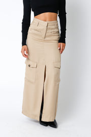 Olivaceous Taylor Maxi Skirt in Khaki