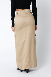 Olivaceous Taylor Maxi Skirt in Khaki