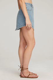 Saltwater Luxe Elisia Mini Skirt in Stonewash Denim