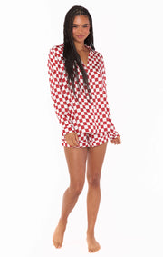 Show Me Your Mumu Early Riser PJ Set in Red Checker