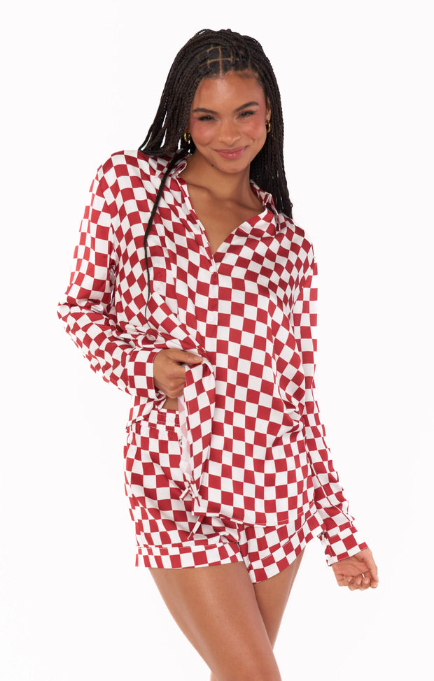 Show Me Your Mumu Early Riser PJ Set in Red Checker