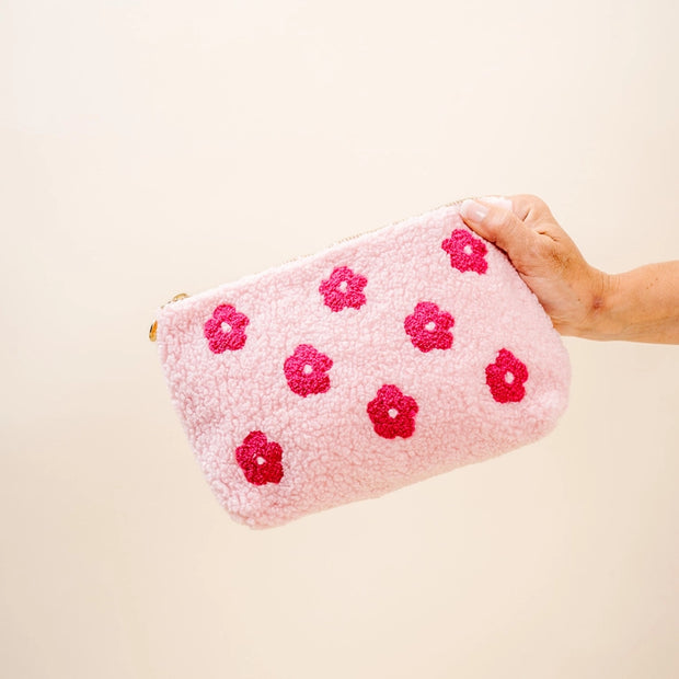 Teddy Pouch Floral Pink - Large