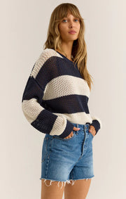 Z Supply Broadbeach Stripe Sweater in Navy