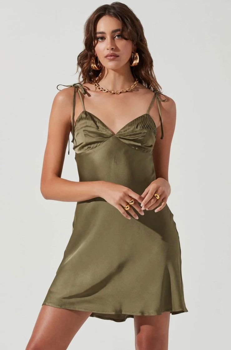 Astr Mona Dress in Olive