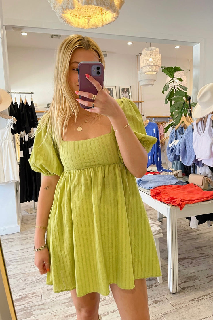 Show Me Your Mumu Smitten Babydoll Dress in Pear Green