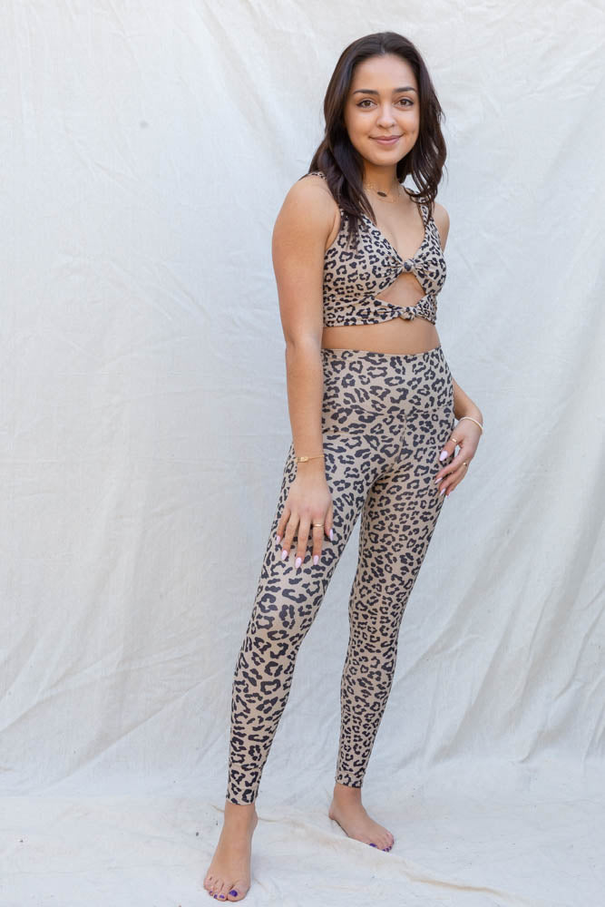 Beach Riot Bowie Top in Taupe Core Leopard