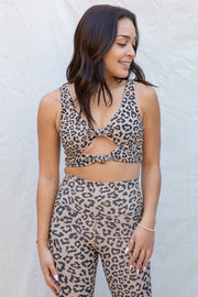 Beach Riot Bowie Top in Taupe Core Leopard