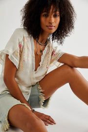 Free People Renee Embroidered Top