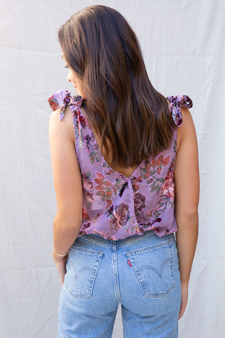 Free People Tied To You Tank in Purple Floral