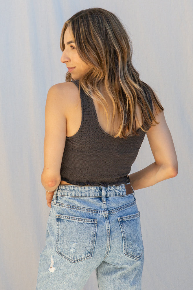Guild Sutton Crop Top in Charcoal