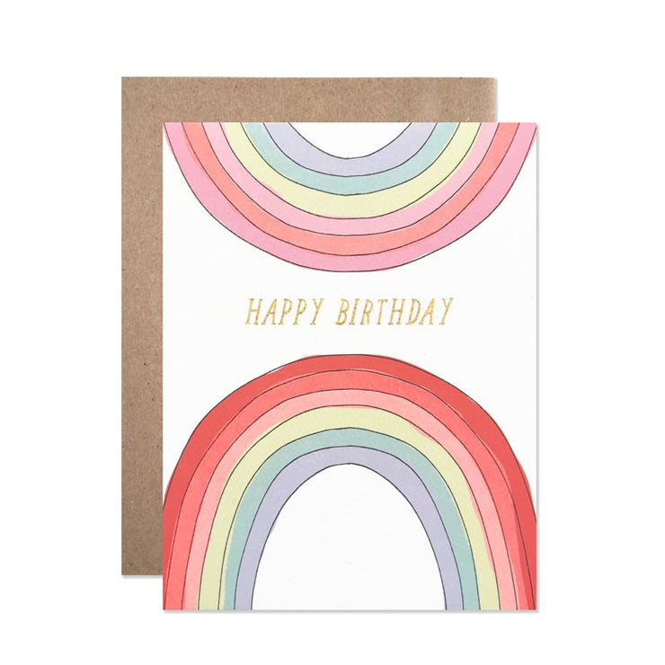 Hartland + Brooklyn Happy Birthday Rainbow With Gold Glitter Foil Card