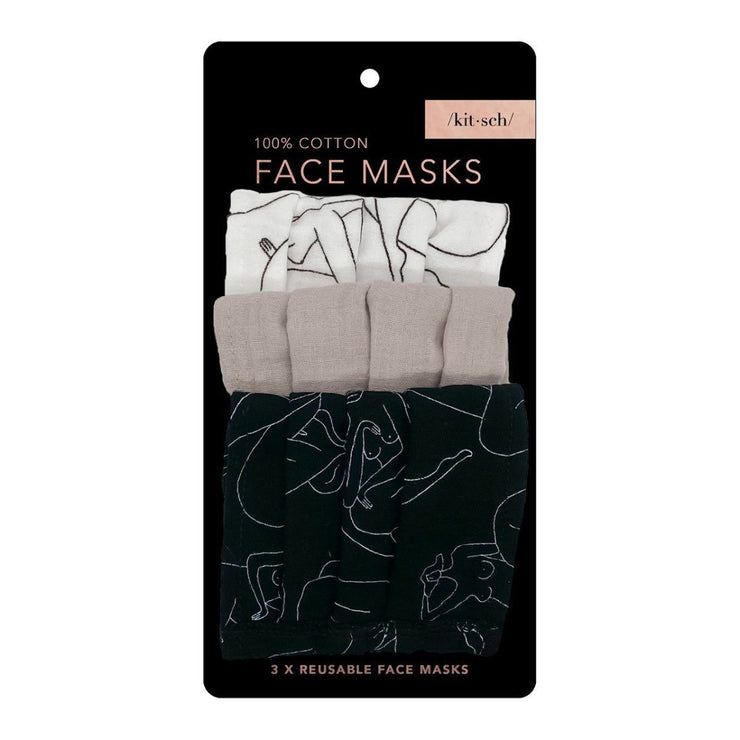 Kitsch Cotton Face Mask in Body Positivity- 3 Piece Set
