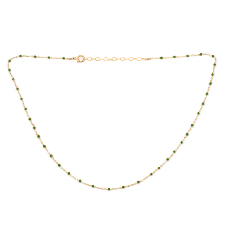 May Martin Enamel + Gold Necklace in Green