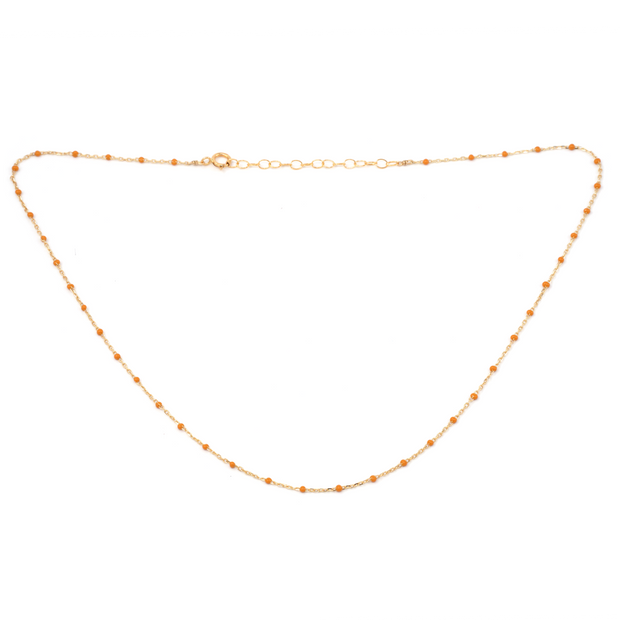May Martin Enamel + Gold Necklace in Orange
