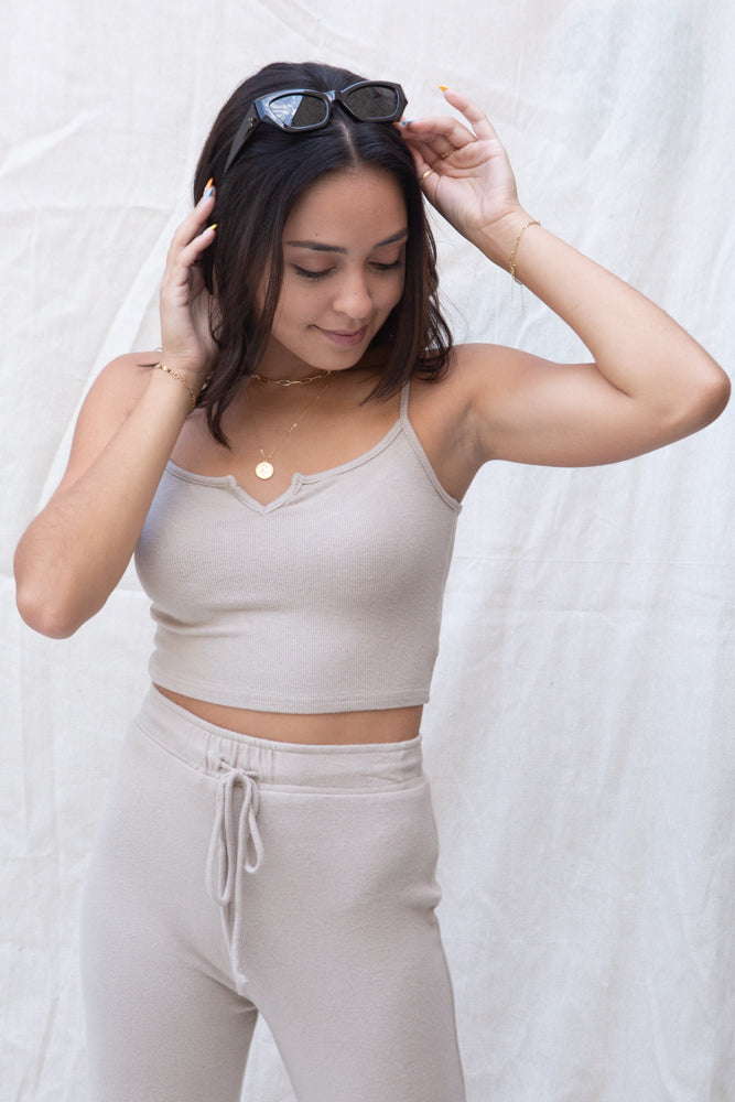 Nia Notched Cami in Taupe