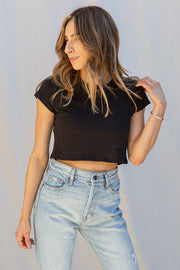 Olivaceous Downtown Crop Tee in Black