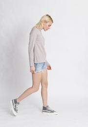 Perfect White Tee Dylan Long Sleeve in Mauve Mist