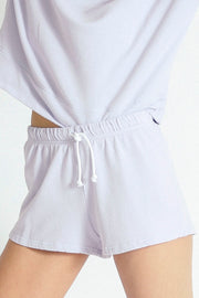 Perfect White Tee Layla Sweat Shorts in Violet Ice