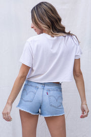 Perfect White Tee One-Size Courtney Crop Tee in Sugar