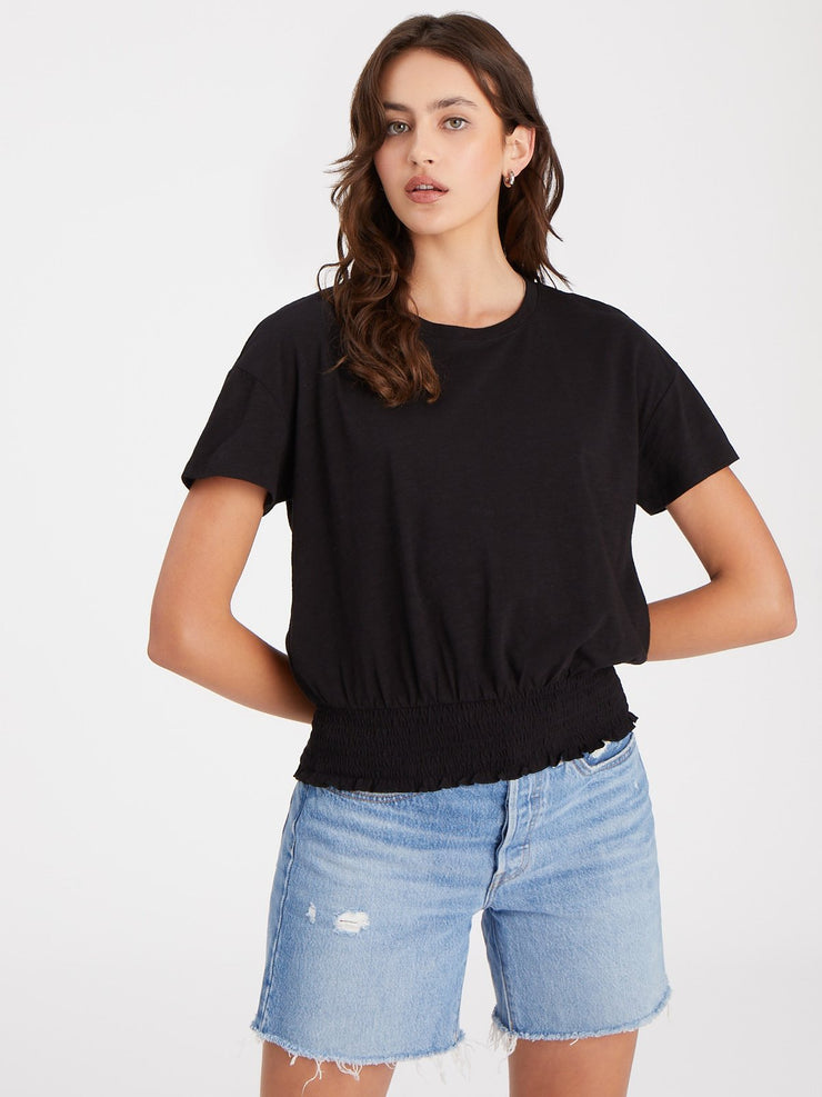 Sanctuary Perfect Smocked Tee in Black
