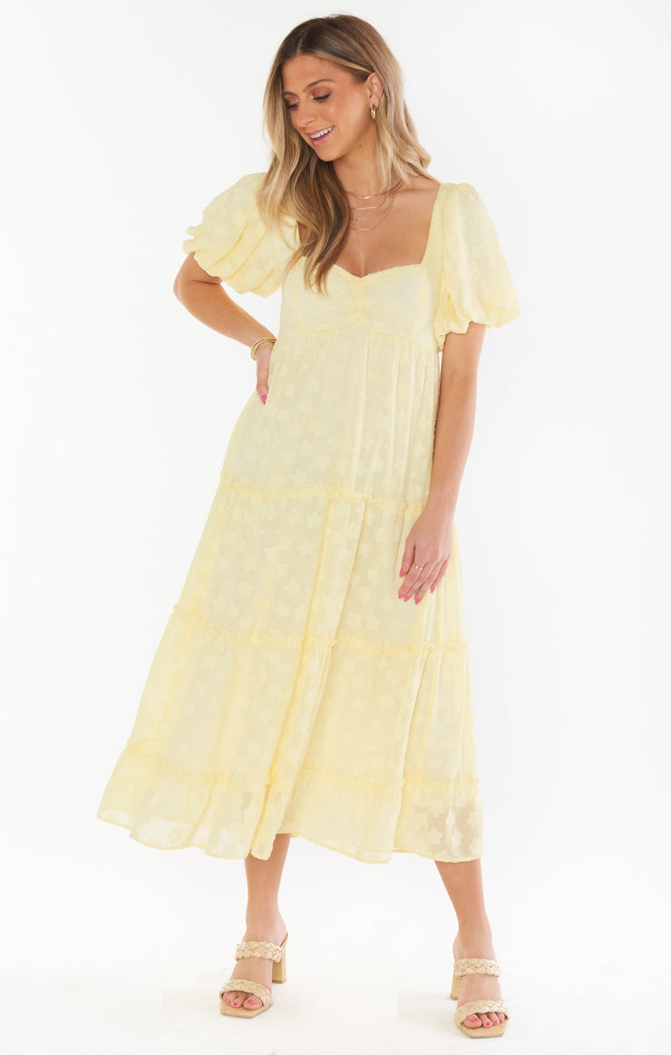 Show Me Your Mumu Odette Midi Dress in Yellow Daisy