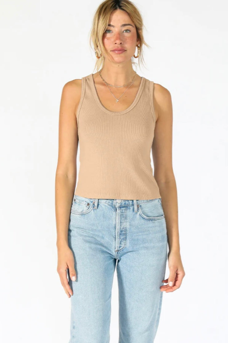 Perfect White Tee Blondie Tank in Camel