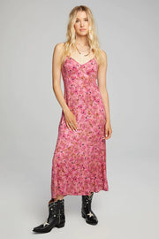 Saltwater Luxe Sharice Midi Dress in Magenta Lilies