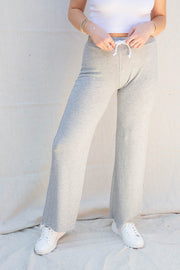Perfect White Tee Gwen Wide Leg Sweatpants in Heather Grey