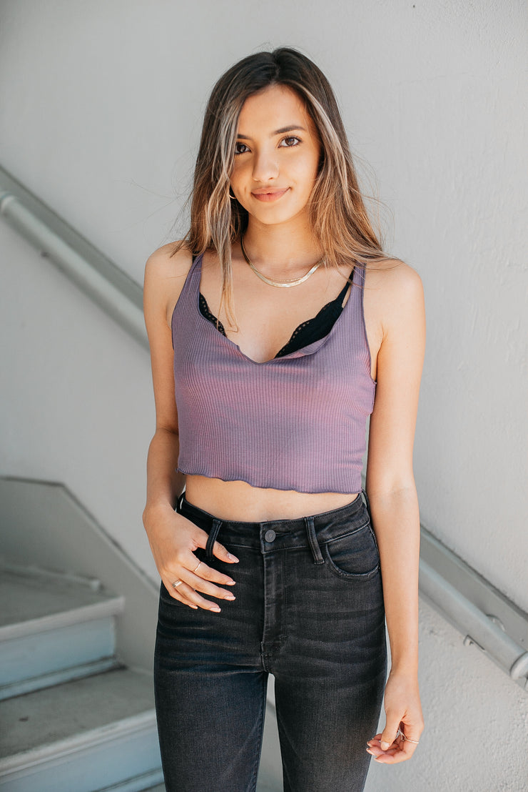 Free People Top Notch Crop in Lilac
