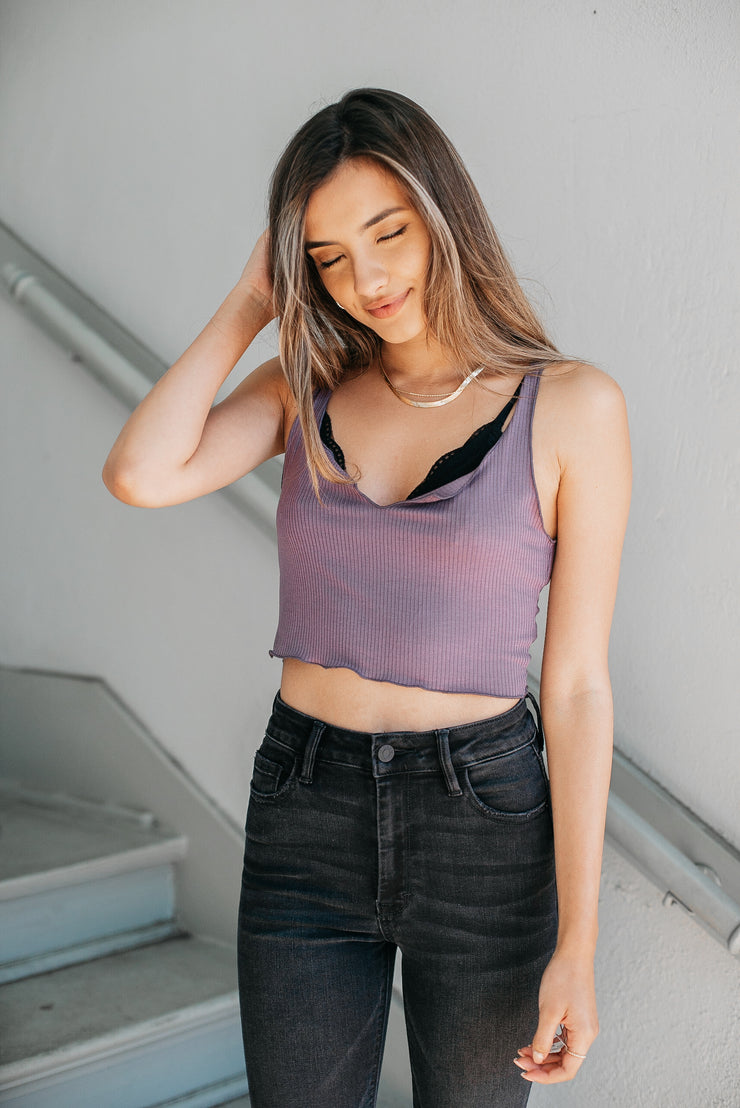 Free People Top Notch Crop in Lilac