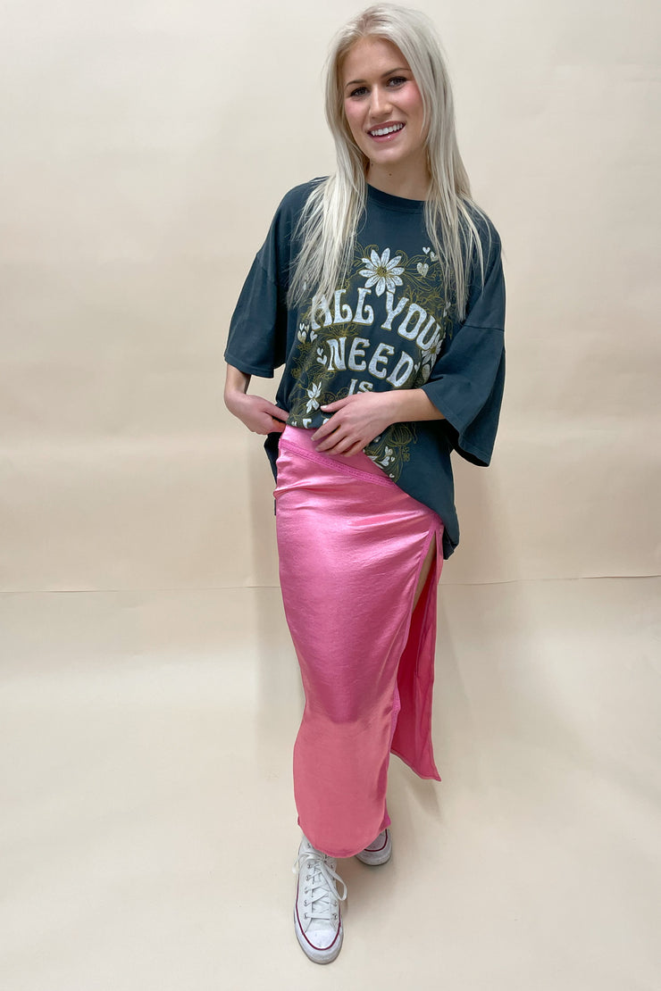 Free People Dakota Satin Midi Skirt