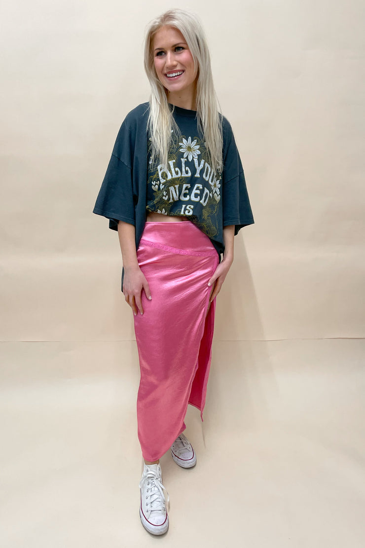 Free People Dakota Satin Midi Skirt