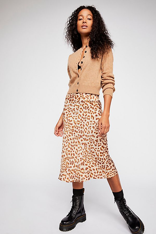Free People Normani Bias Skirt in Leopard