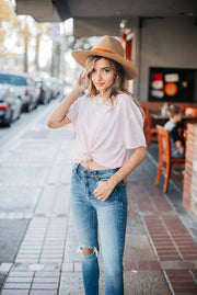 Free People Clarity Ringer Tee in Pink