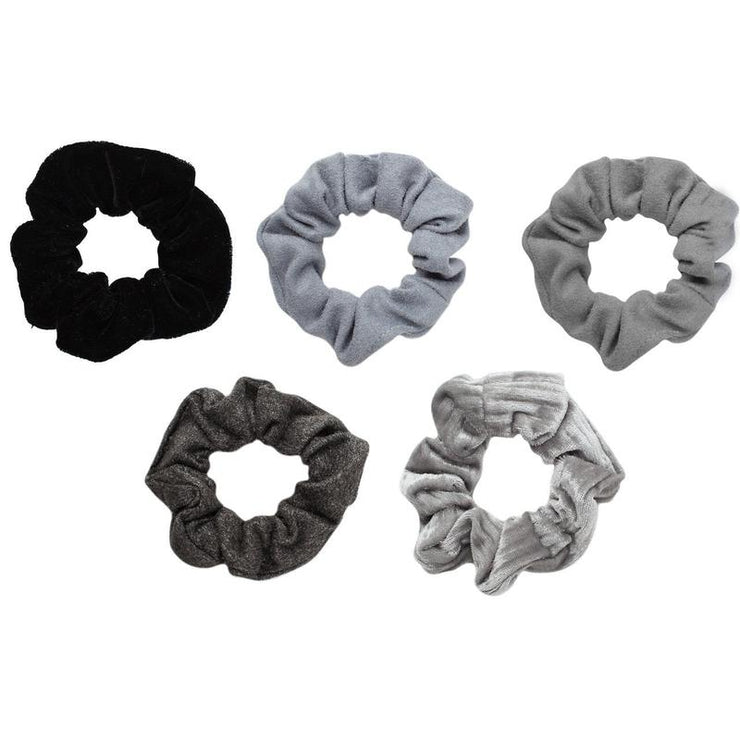 Kitsch Velvet Scrunchies in Black + Gray
