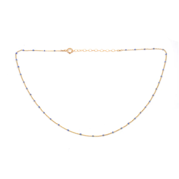 May Martin Enamel + Gold Necklace in Periwinkle