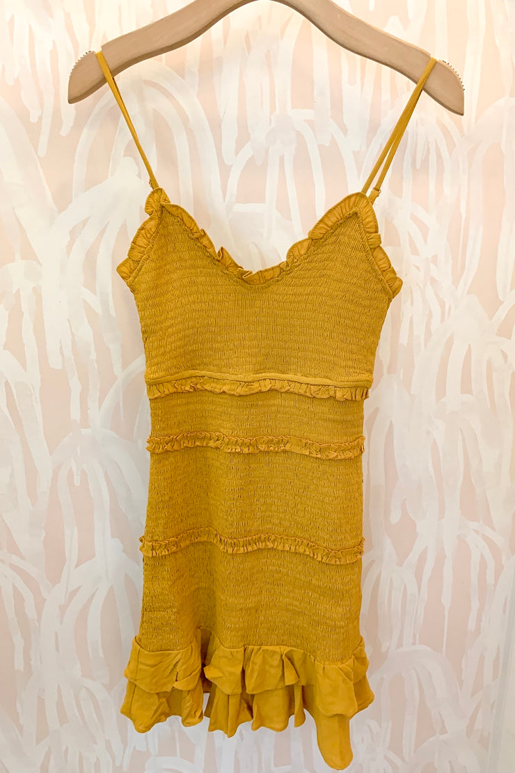 Olivaceous Blakeley Dress in Mustard