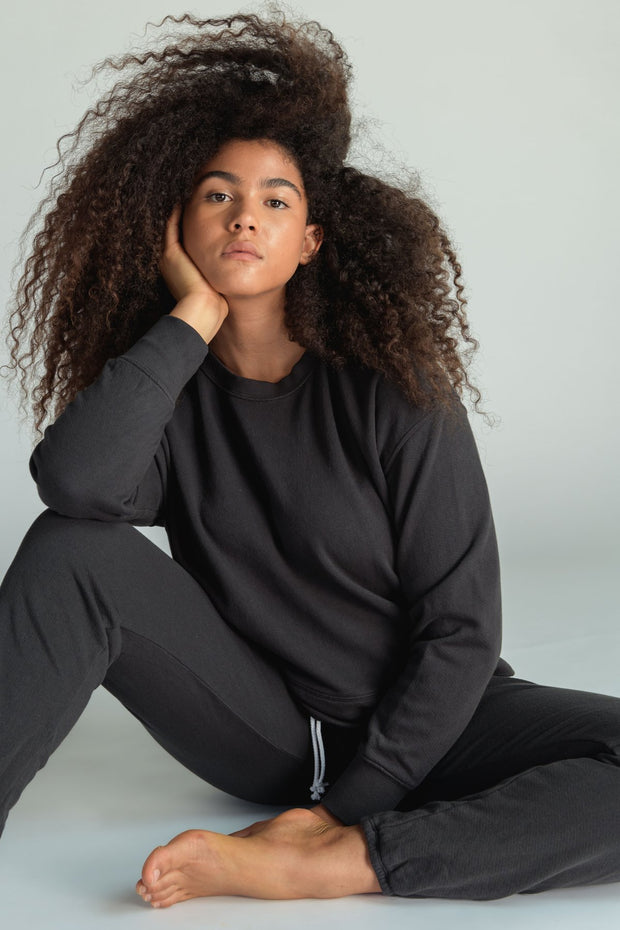 Perfect White Tee Tyler Pullover in Vintage Black