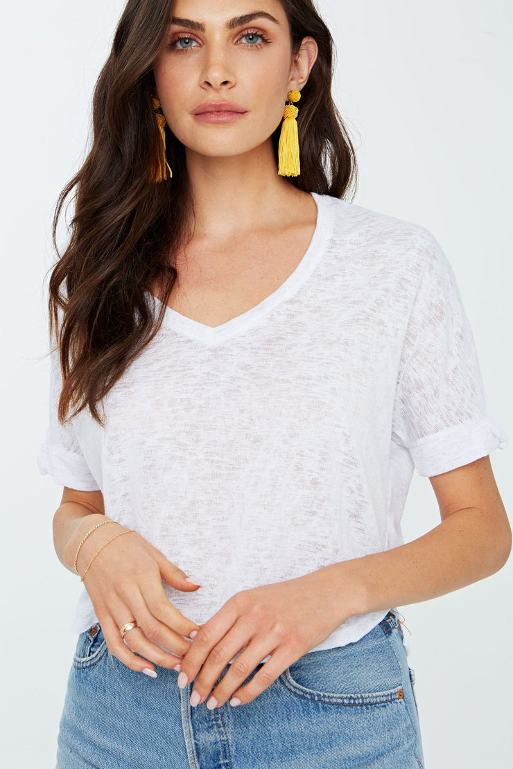 Project Social T Fenton Knot Sleeve Tee in White