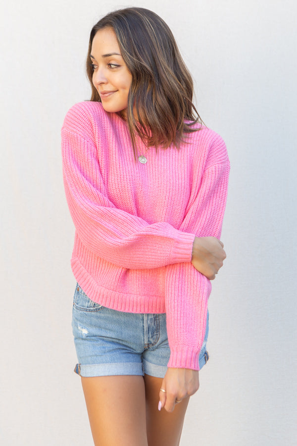 Saltwater Luxe Leila Sweater in Hot Pink